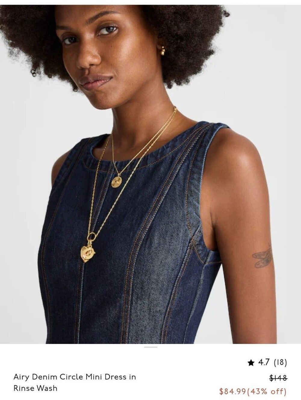 NWT Madewell Airy Denim Circle Mini Dress Rinse Wash Blue Size L - Picture 12 of 13